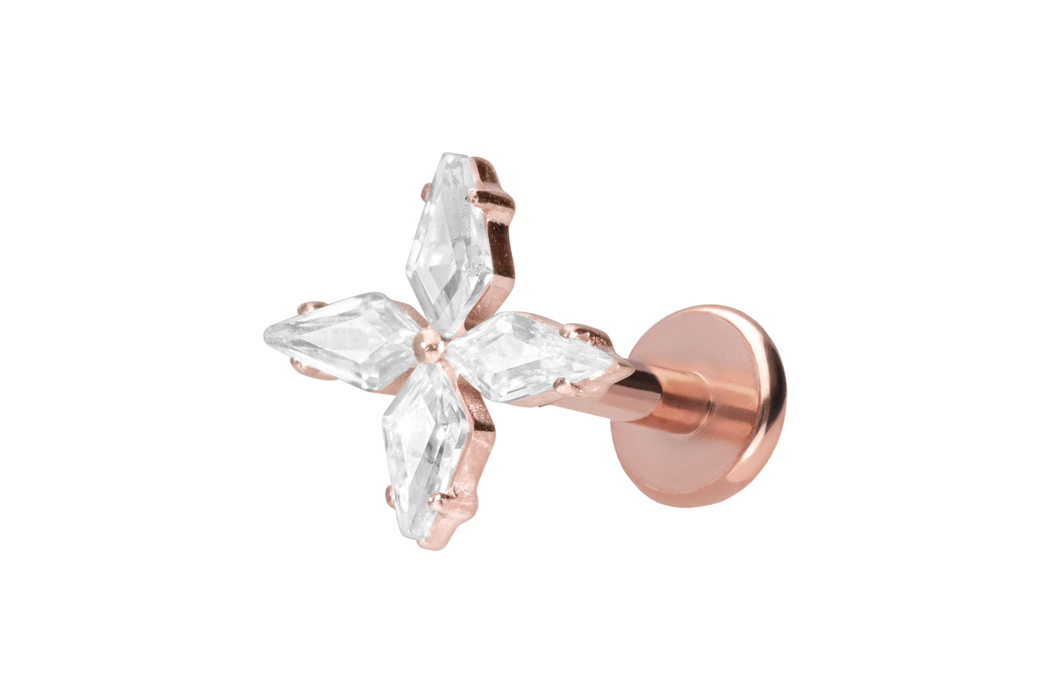Titan Labret Piercing mit Push Fit KRISTALLSTERN